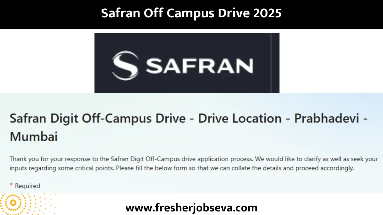 Safran Off Campus Drive 2025 fresherjobseva