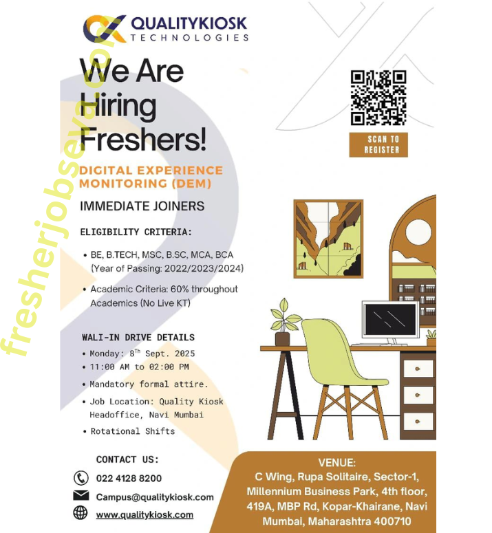 QualityKiosk Technologies Walk-In Drive 2025 | Hiring Freshers for Digital Experience Monitoring (DEM)
