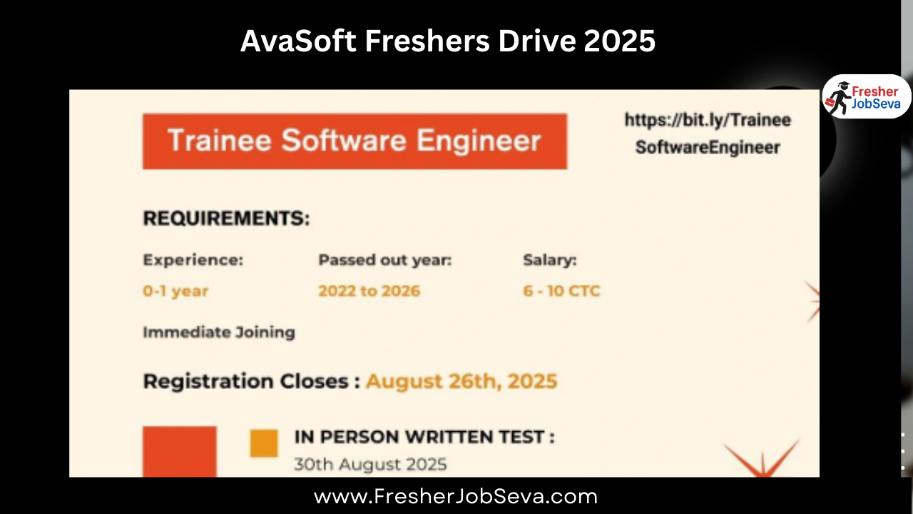 AvaSoft Freshers Drive 2025