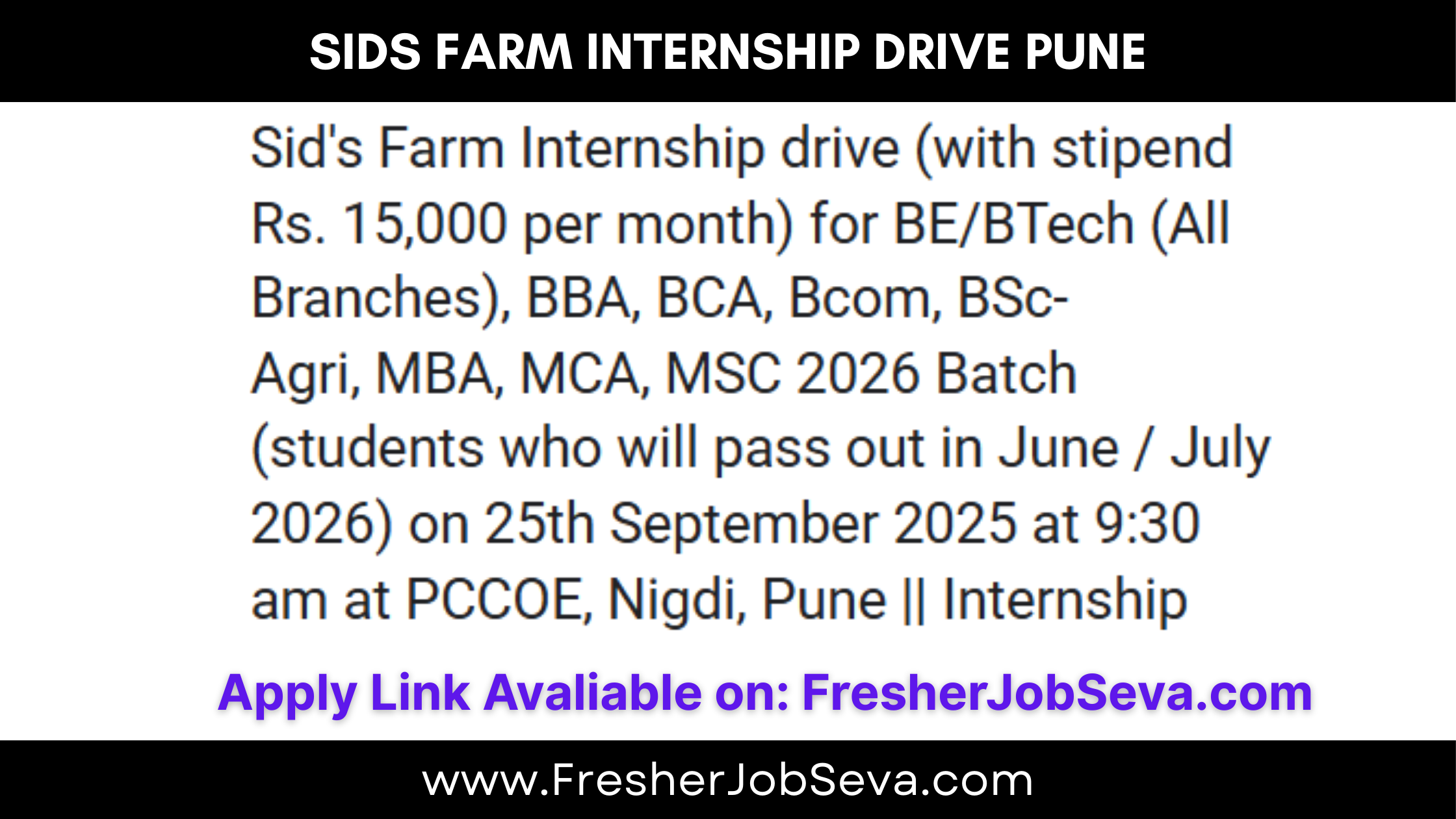 Sid's Farm Internship drive pune