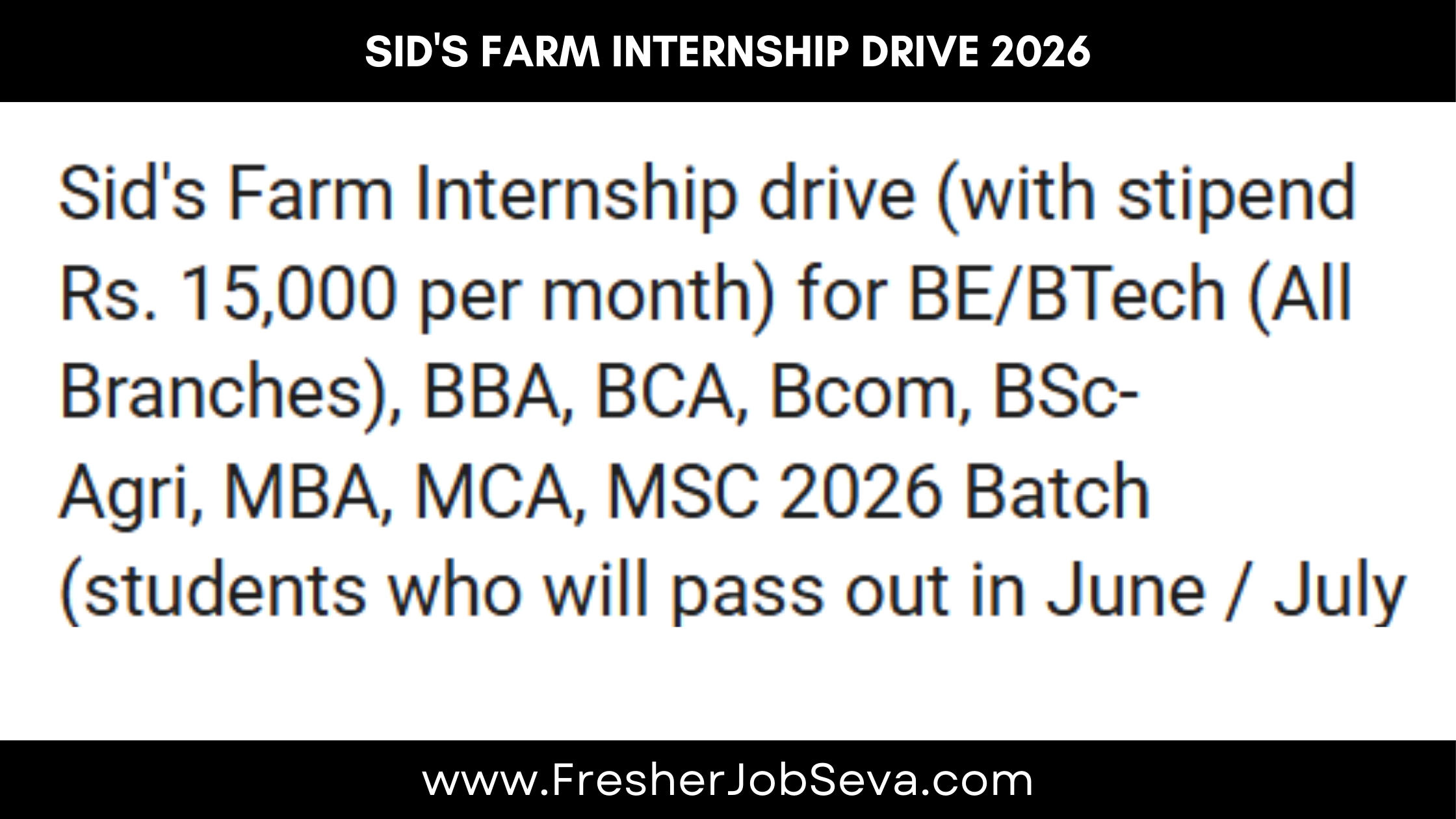 Sid's Farm Internship Drive 2026
