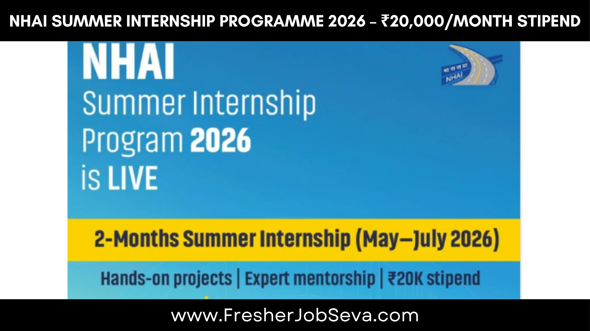 NHAI Summer Internship Programme 2026 – ₹20,000/Month Stipend