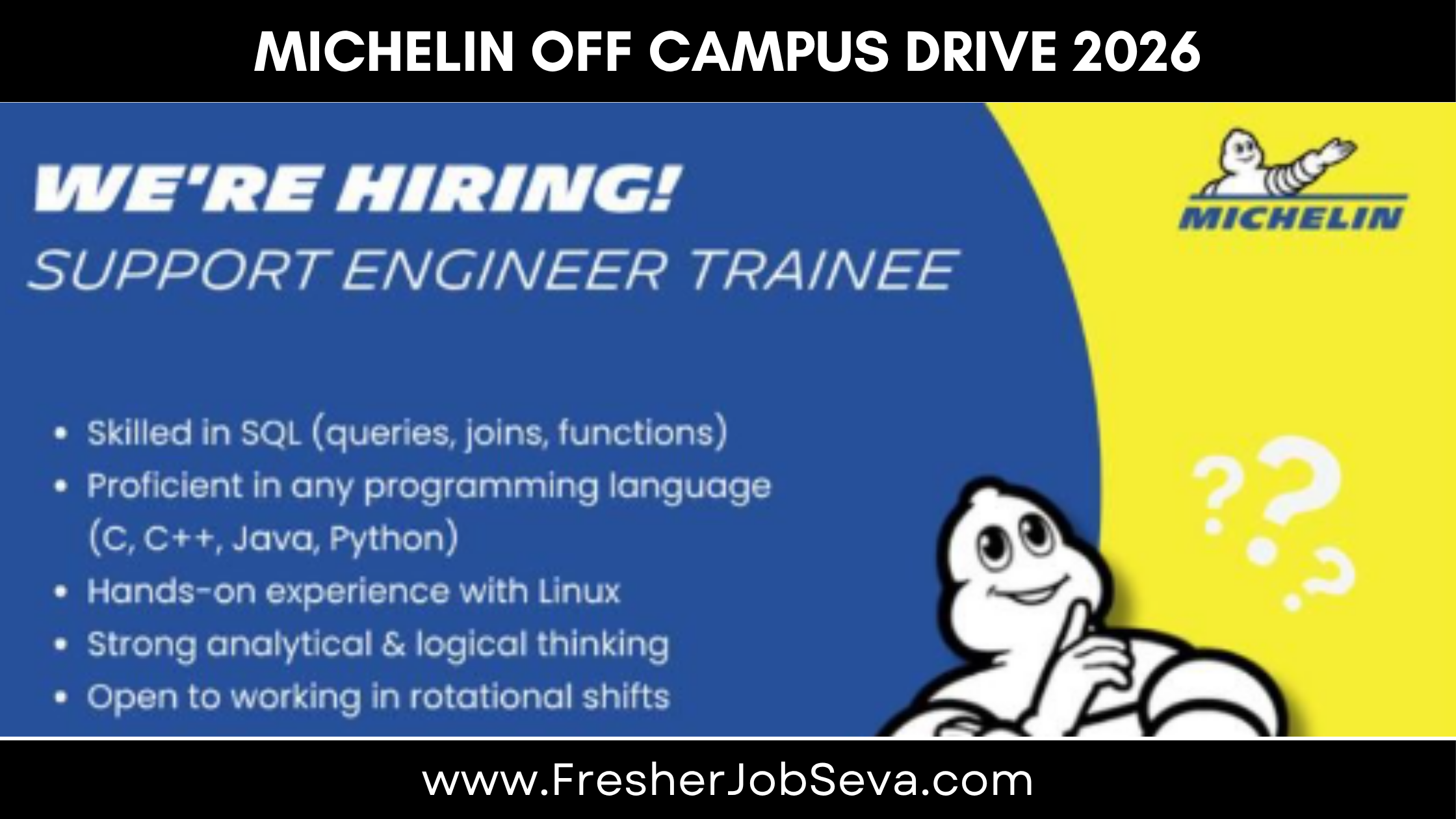 Michelin Off Campus Drive 2026 – Support Engineer Trainee