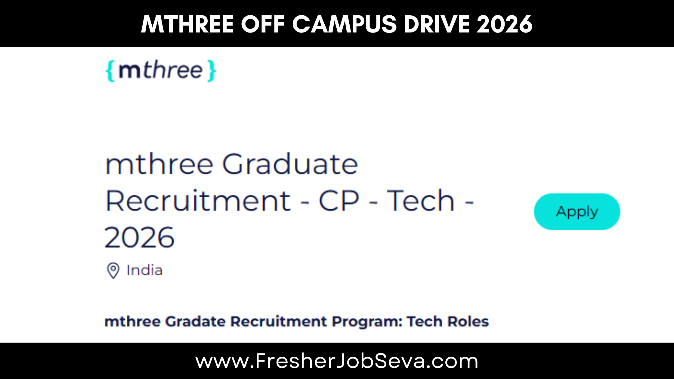 mthree Off Campus Drive 2026 – Graduate Tech Roles | ₹9.15 LPA