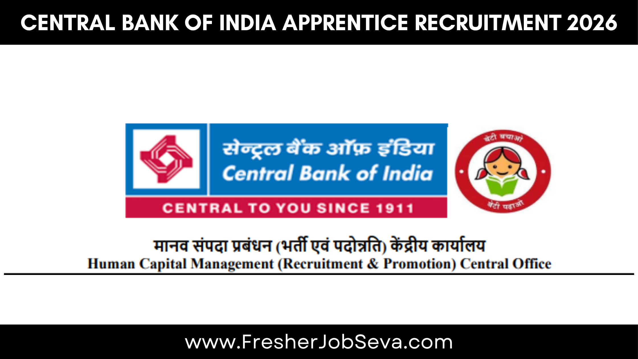 Central Bank of India Apprentice Recruitment 2026
