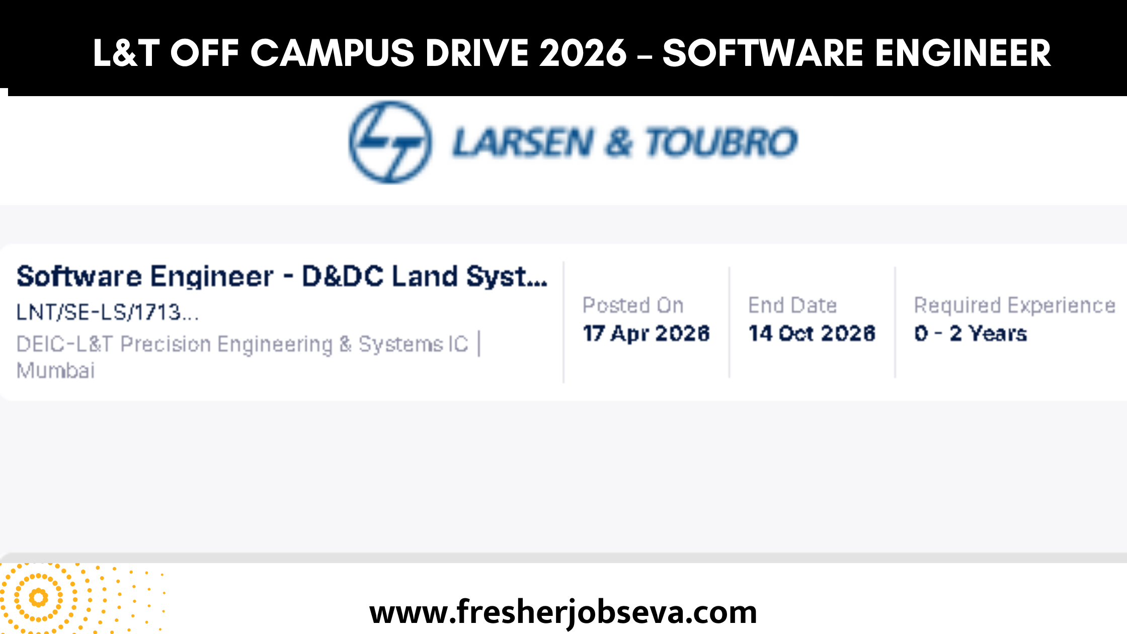 L&T Off Campus Drive 2026 – Software Engineer