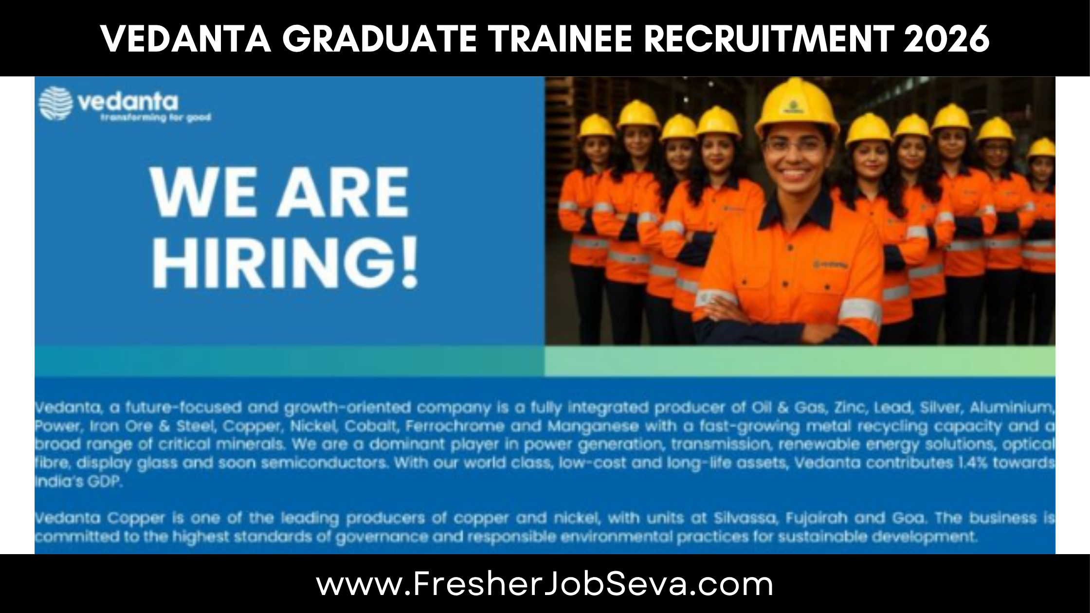 Vedanta Graduate Trainee Recruitment 2026