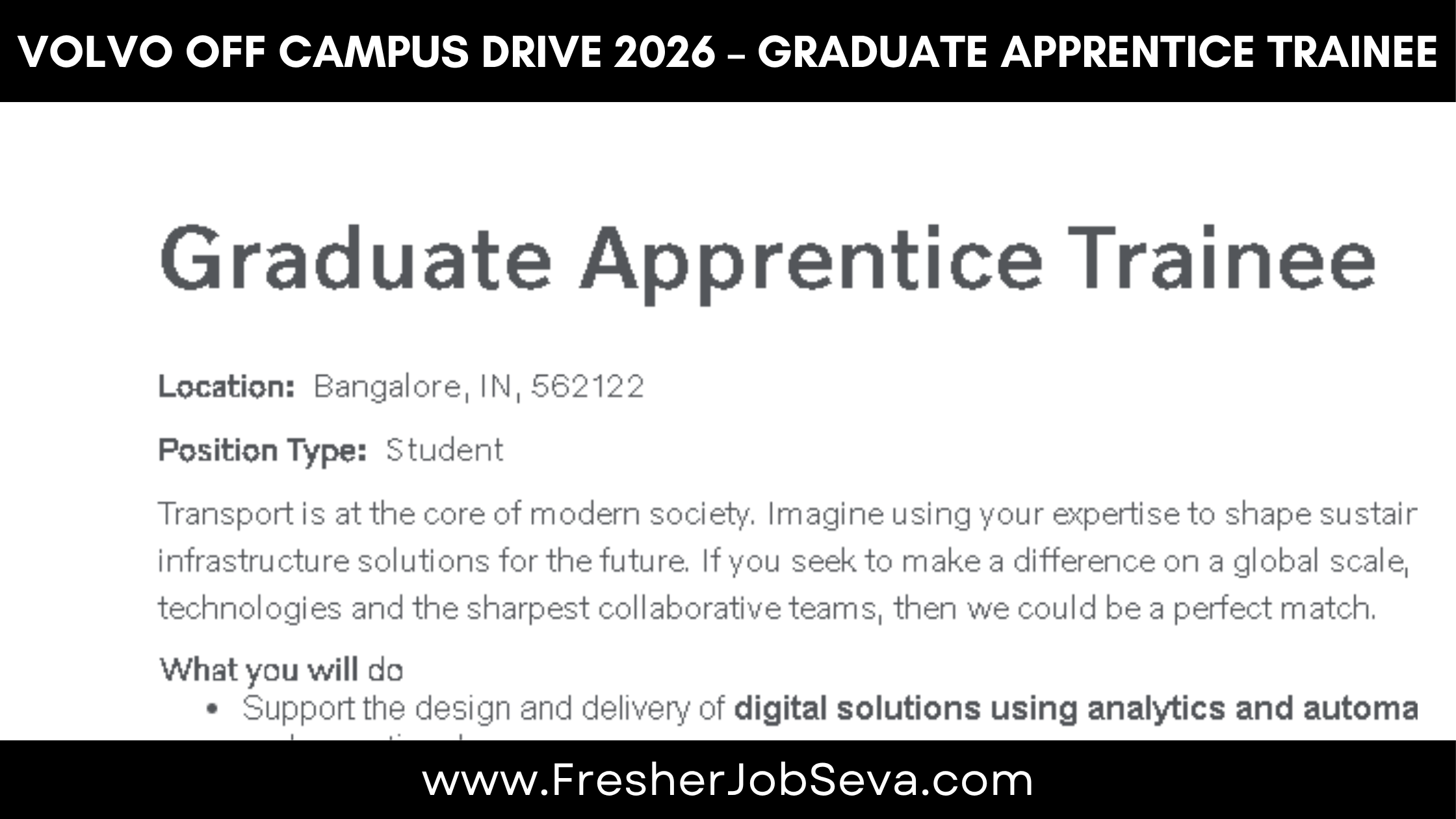 Volvo Off Campus Drive 2026 – Graduate Apprentice Trainee